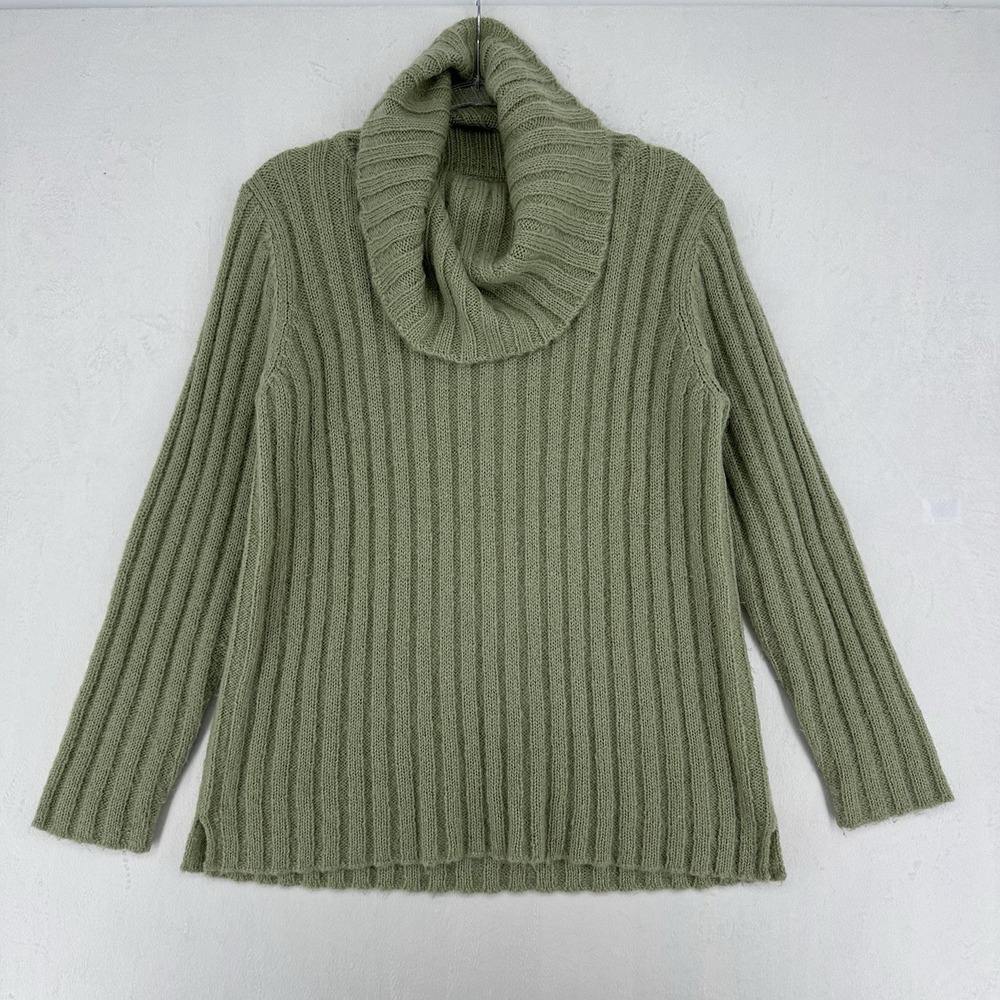 Vintage Jones NY Sport Turtleneck‎ Sweater Womens M Green Mohair Blend Ribbed - Picture 3 of 9
